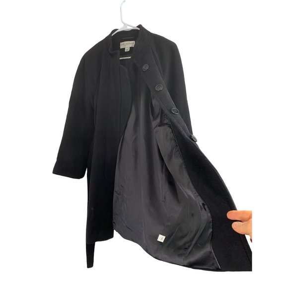St John Collection Size 6 Black Over Coat Wool Cashmere 6711 Women GUC Belt - Picture 6 of 15